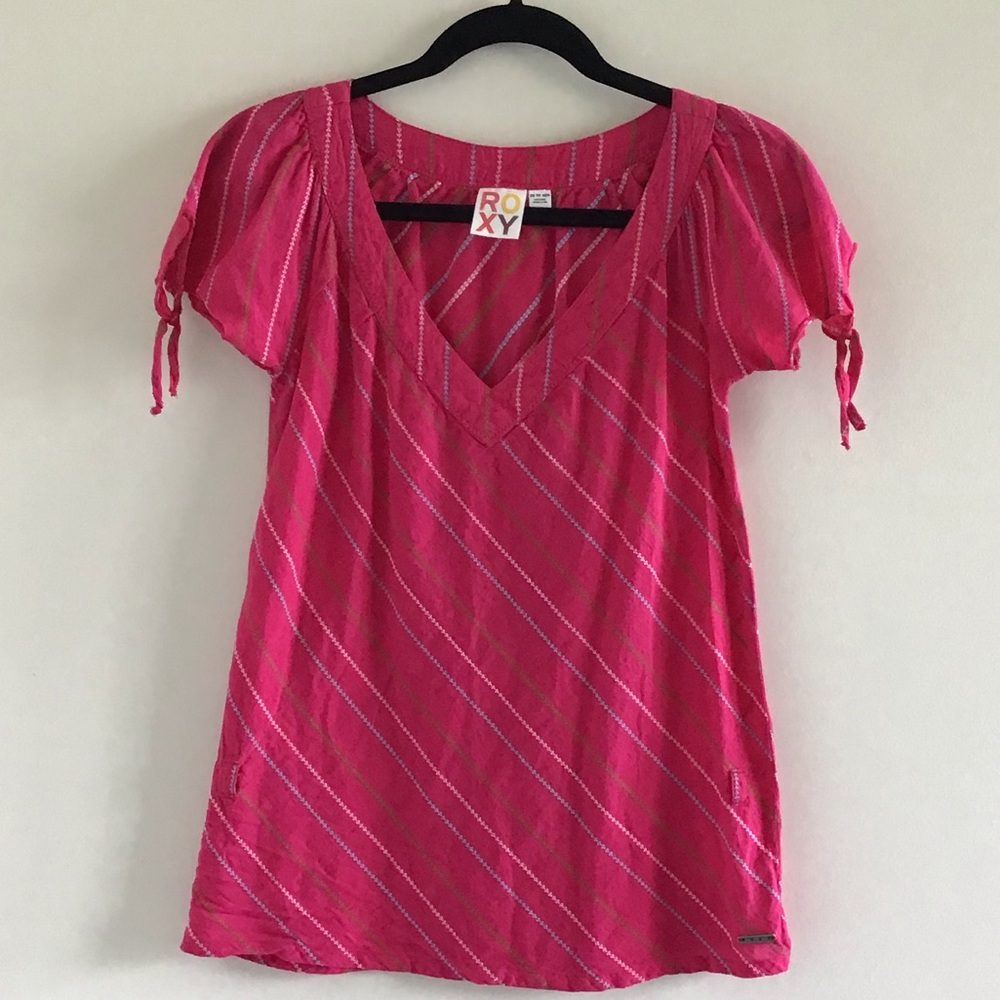 Roxy Summery Top with Tie Knot Sleeves
